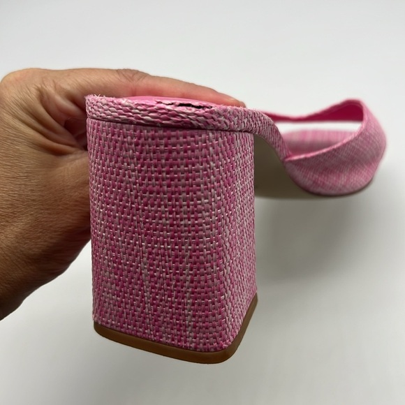 H&M - Pink Open Toe Straw Like Lightweight Slip On Heeled Sandal Size 40 - Picture 12 of 14